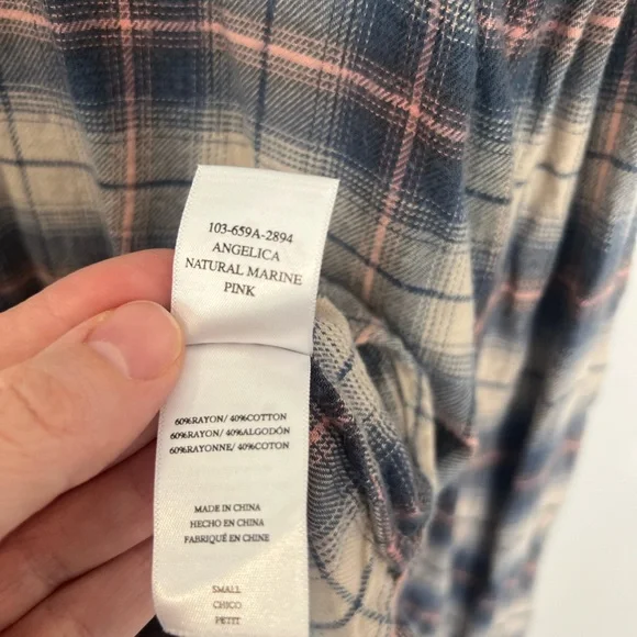 RAILS Angelica Button Down Flannel Plaid Shirt in Natural Marine Pink - Picture 9 of 9